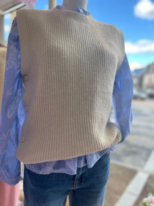 Pull débardeur JUSTINE beige