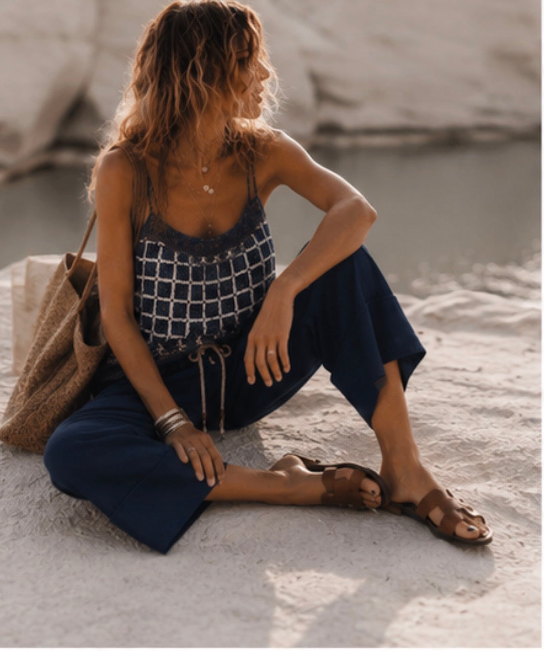 Pantalon en Lin - ELICIA - Marine
