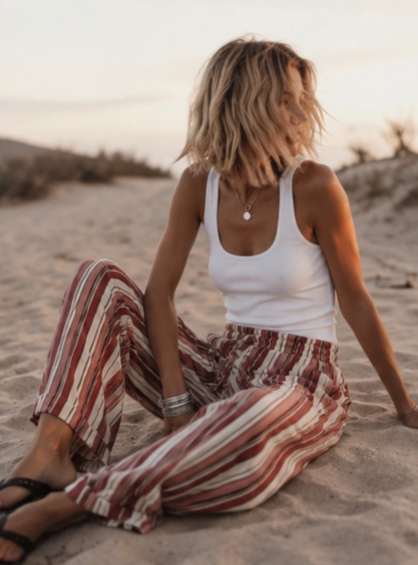 Pantalon FILY -Terracotta & Beige