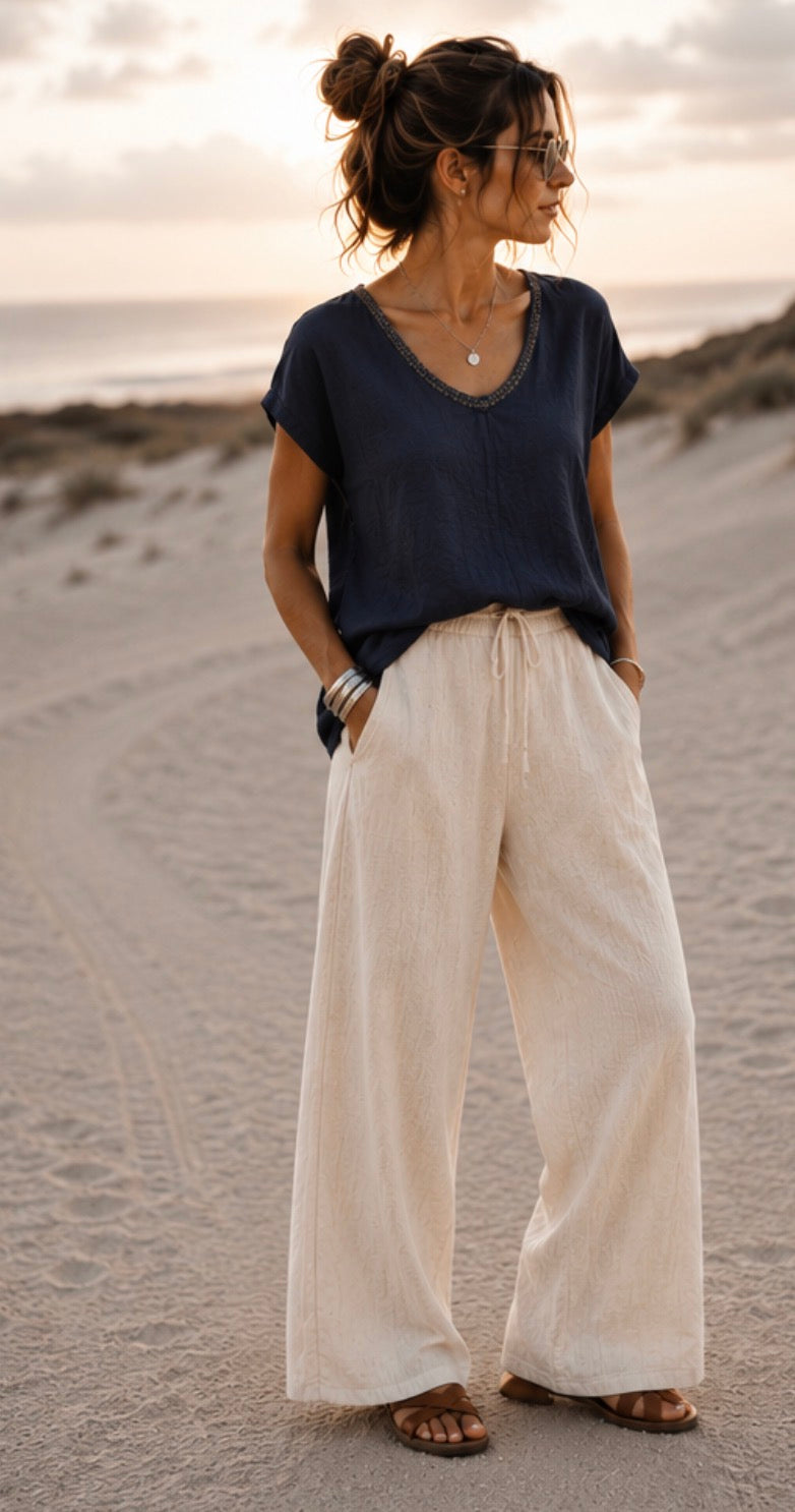 Blouse en lin - GAUTHIER- Bleu marine