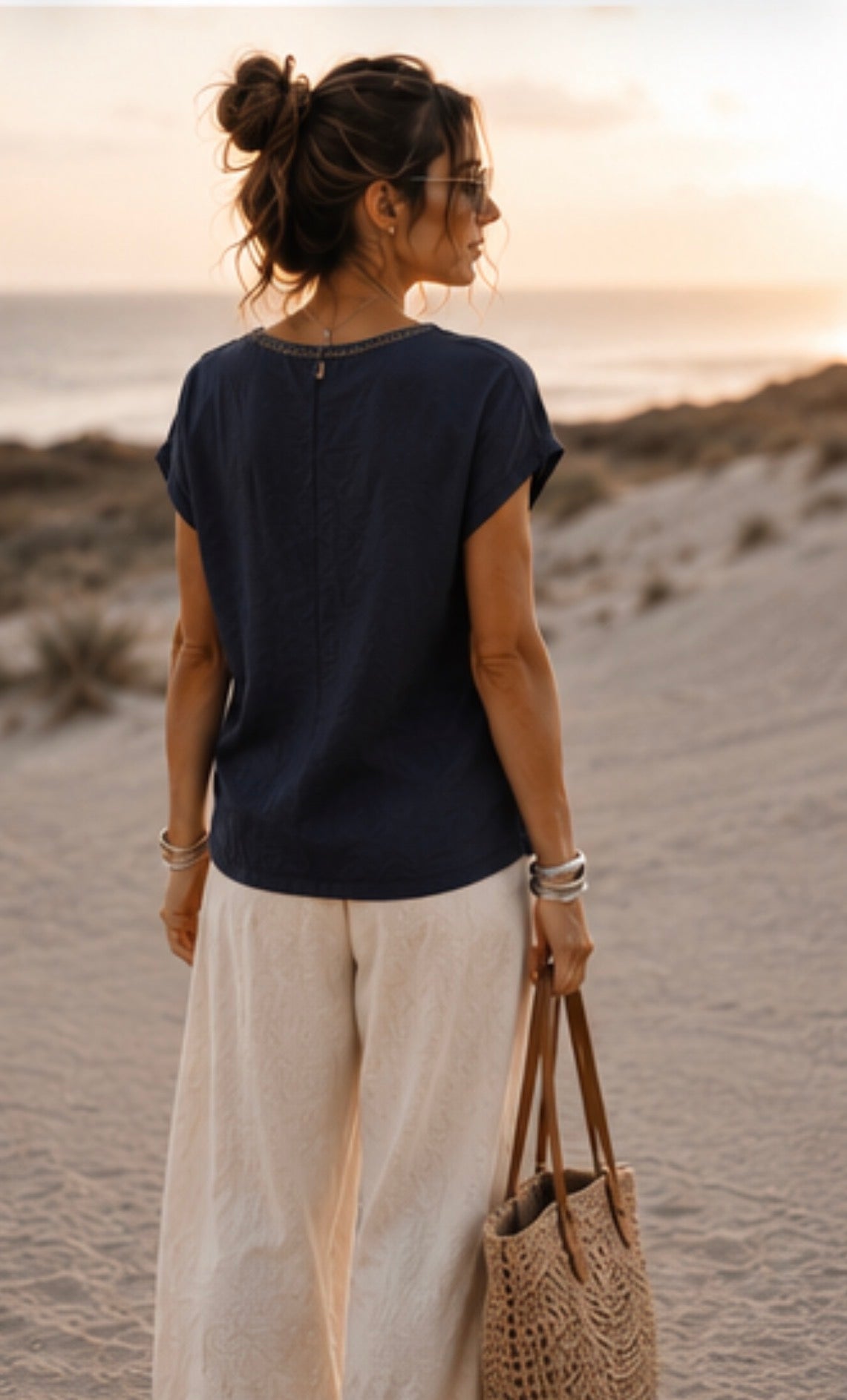Blouse en lin - GAUTHIER- Bleu marine