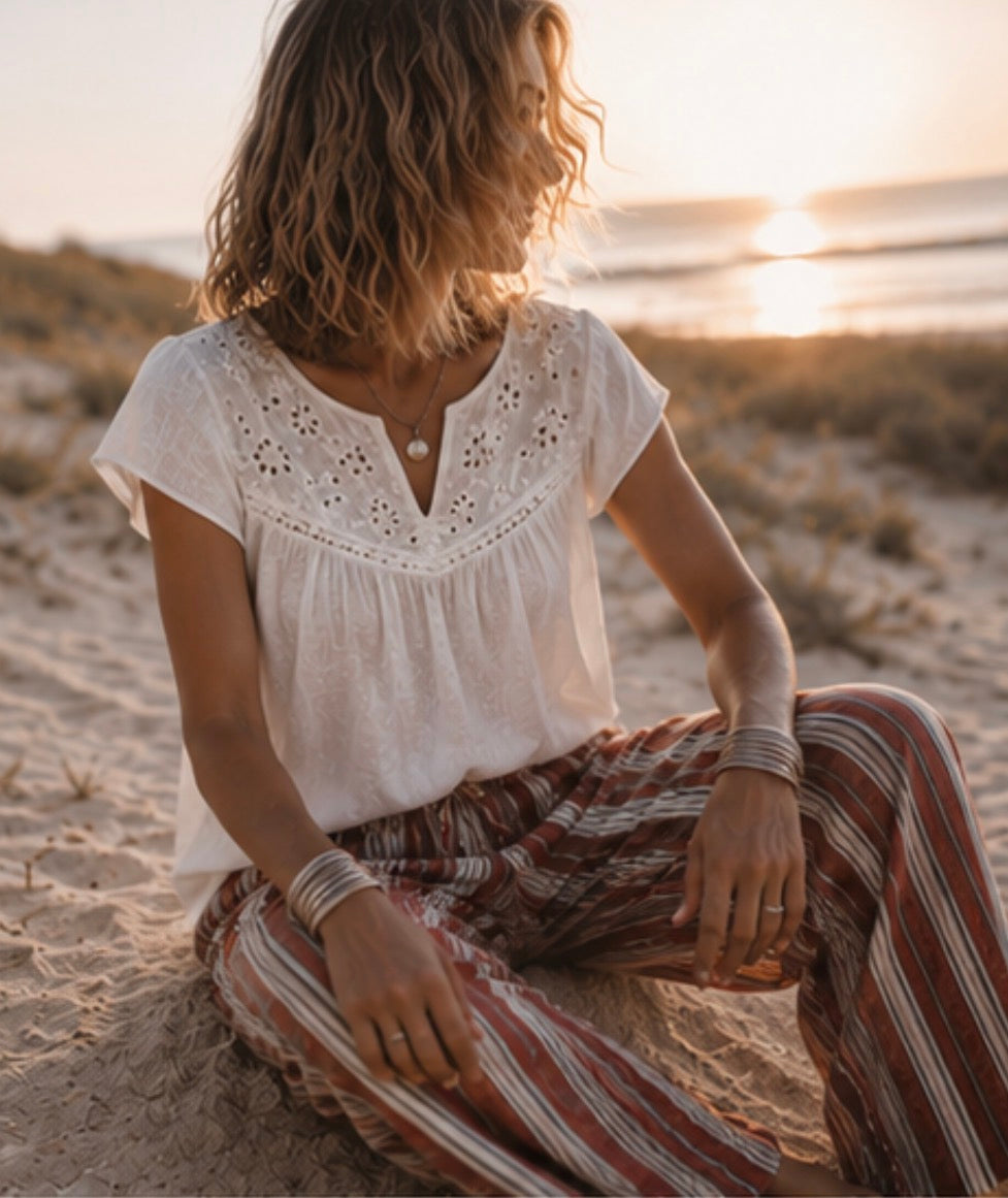 Blouse en voile de coton- GAELLE - Ecru