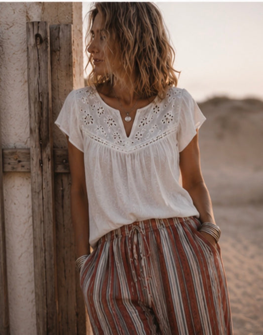 Blouse en voile de coton- GAELLE - Ecru