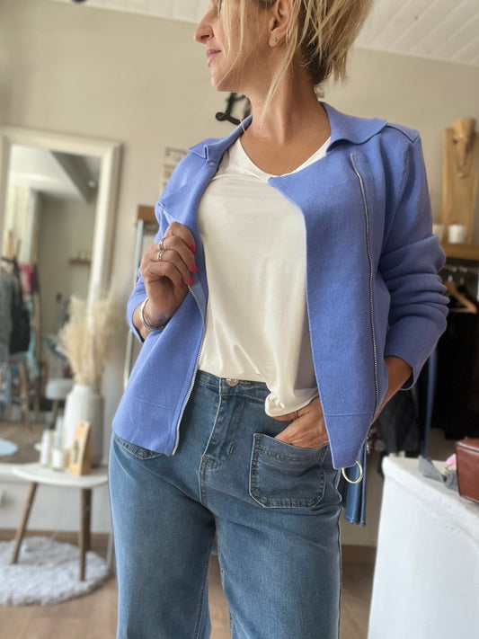 Veste style perfecto -  Bleu azure