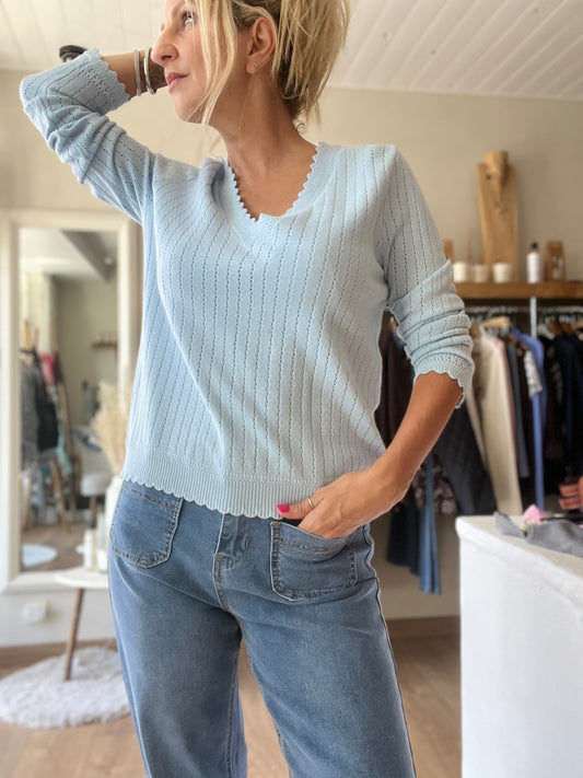 Pull  SARAH - Bleu ciel