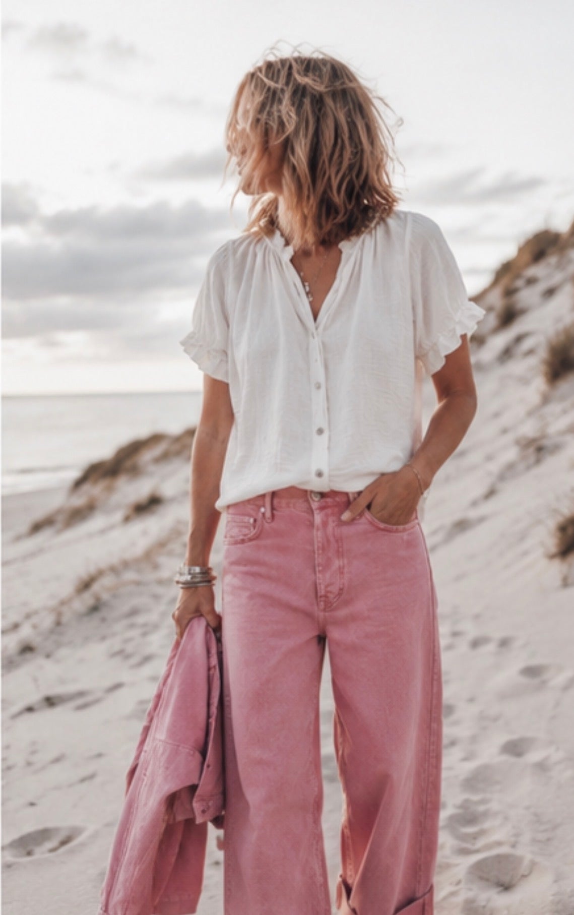 Blouse GERALDINE en voile de coton - Blanc