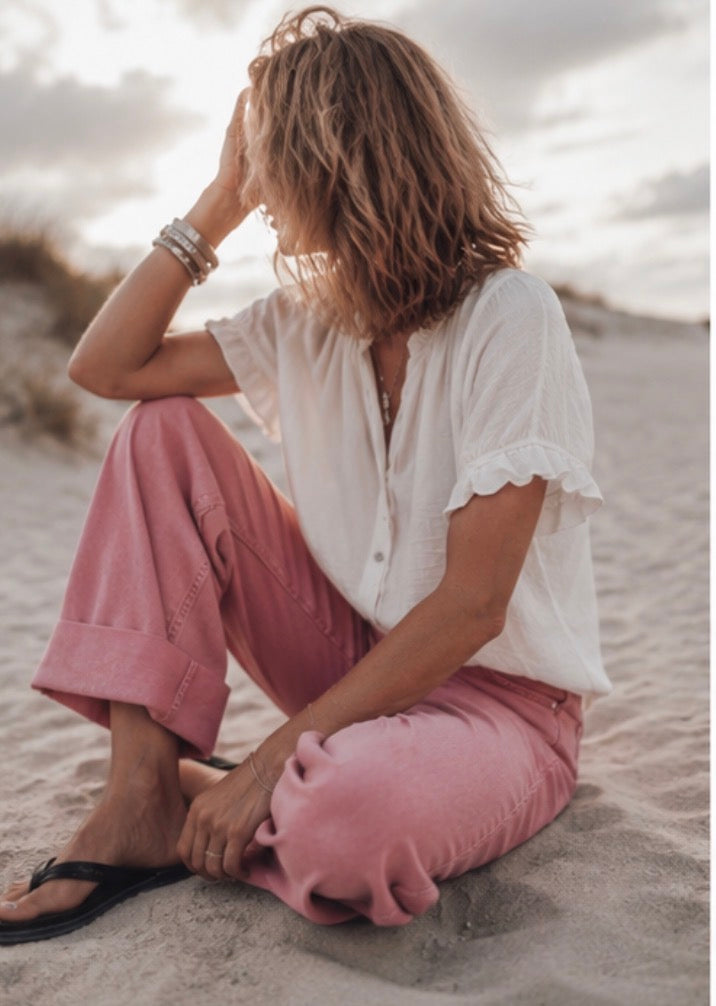 Blouse GERALDINE en voile de coton - Blanc