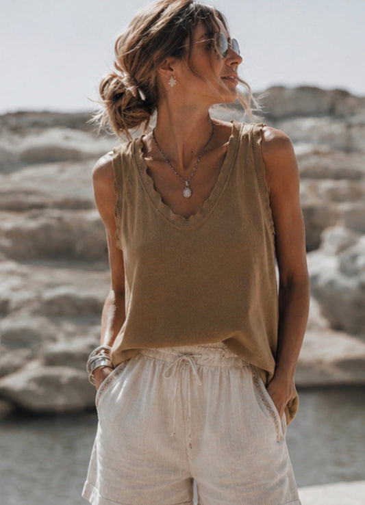 Débardeur lin FIDJY - Camel