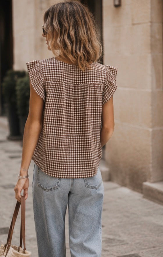 Blouse vichy- Chocolat