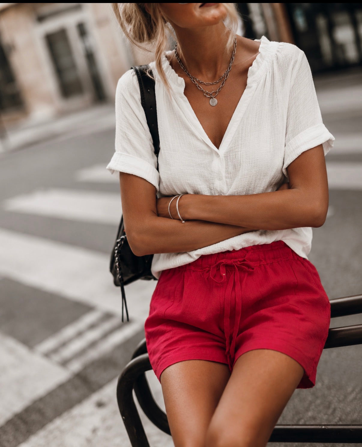 Short lin  GABRIELLA - Framboise