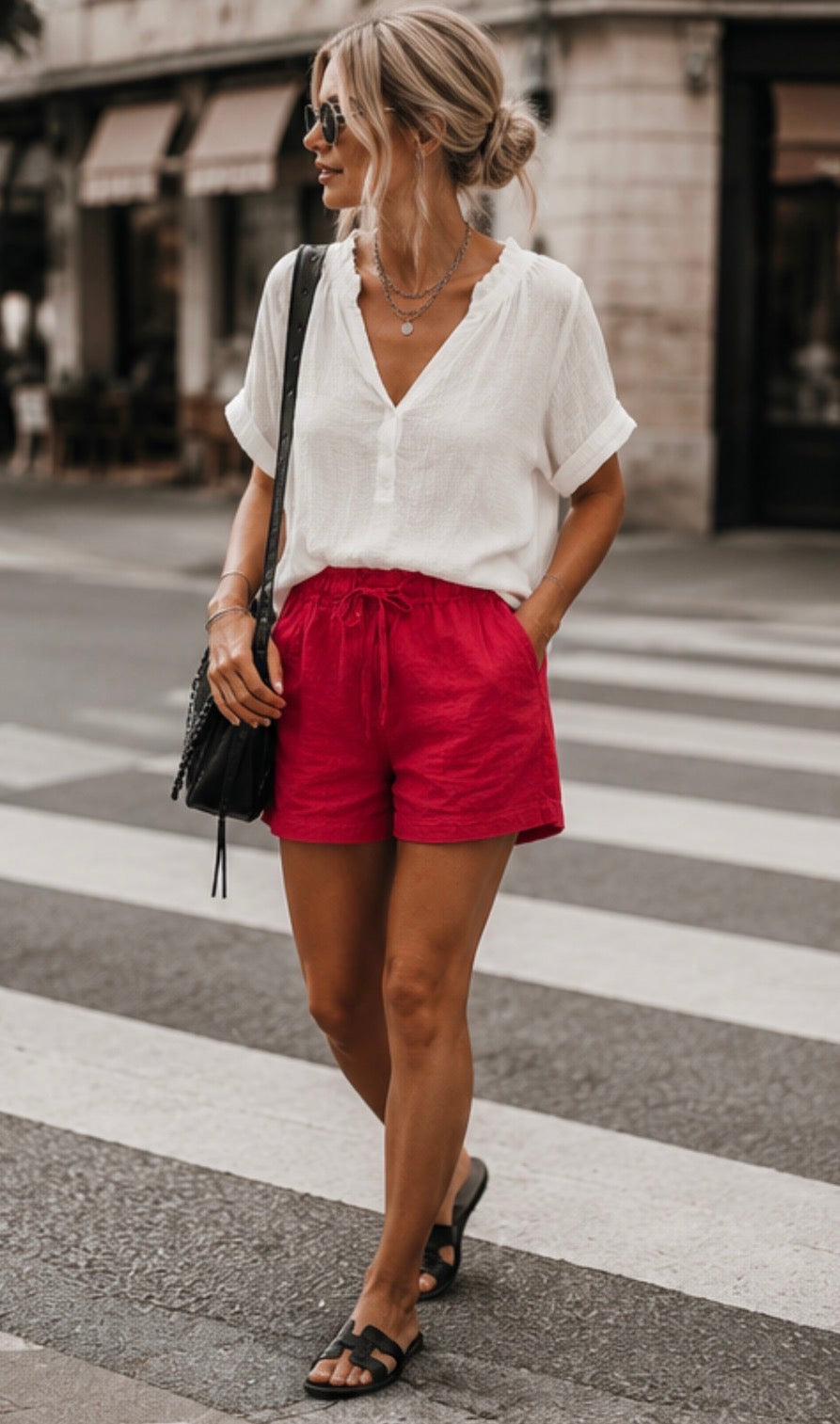 Short lin  GABRIELLA - Framboise