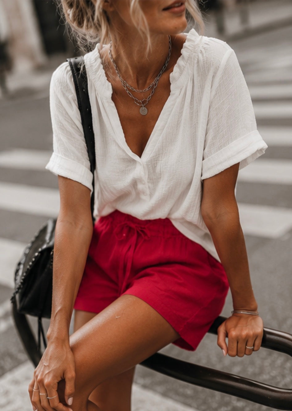 Short lin  GABRIELLA - Framboise