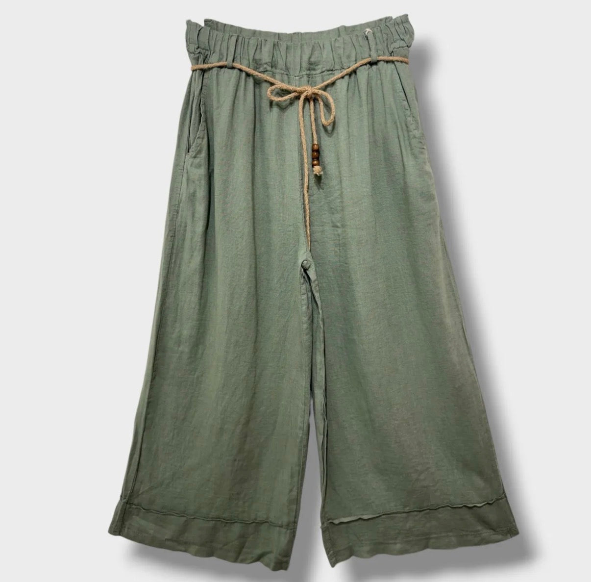 Pantalon en Lin - ELICIA - Kaki