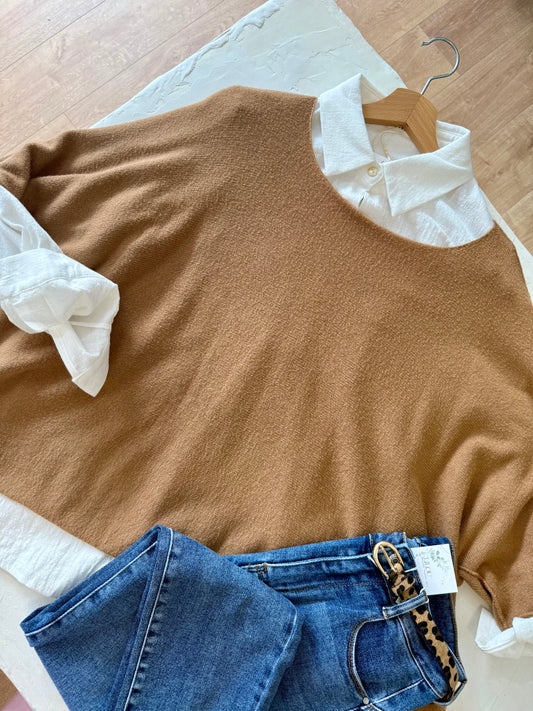 Pull oversize "MILA"- Douceur Italienne - Camel