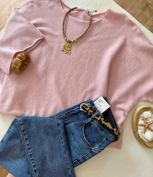 Pull oversize "MILA"- Douceur Italienne rose