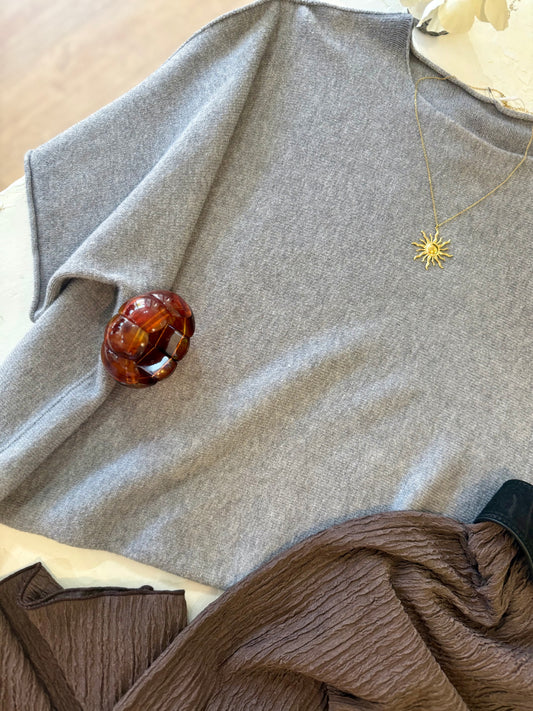 Pull oversize "MILA"- Douceur Italienne gris souris