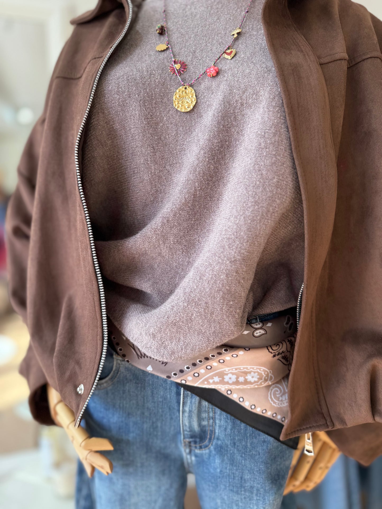 Pull oversize "MILA"- Douceur Italienne - Taupe