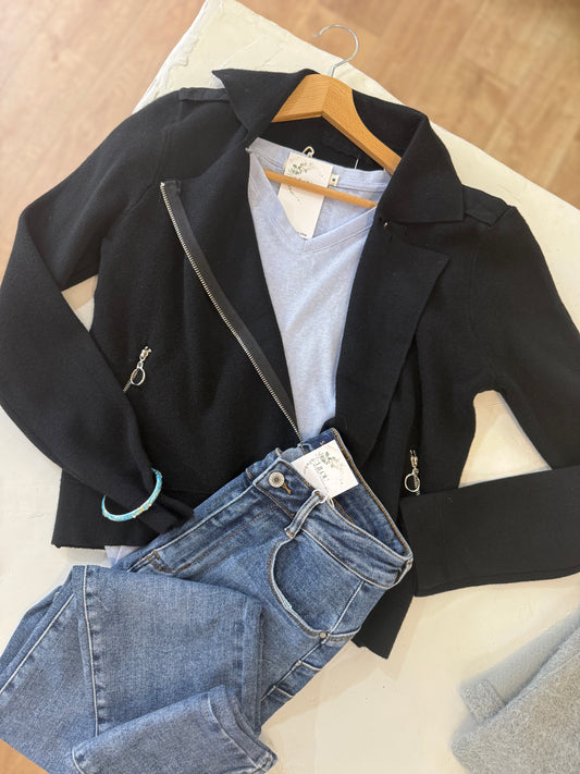 Veste style perfecto -  Noir