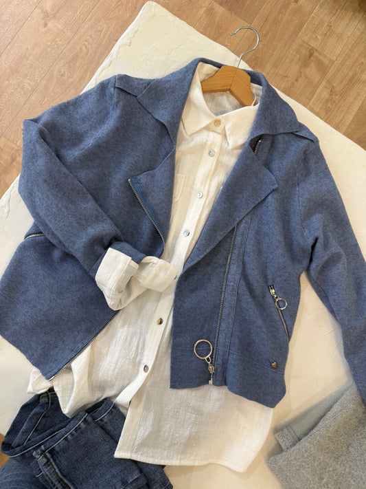 Veste style perfecto -  Bleu jean