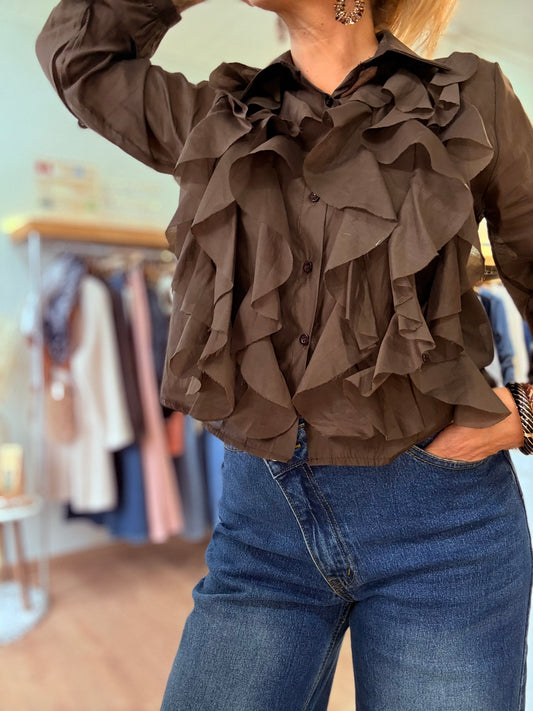 Chemise à volants - choco
