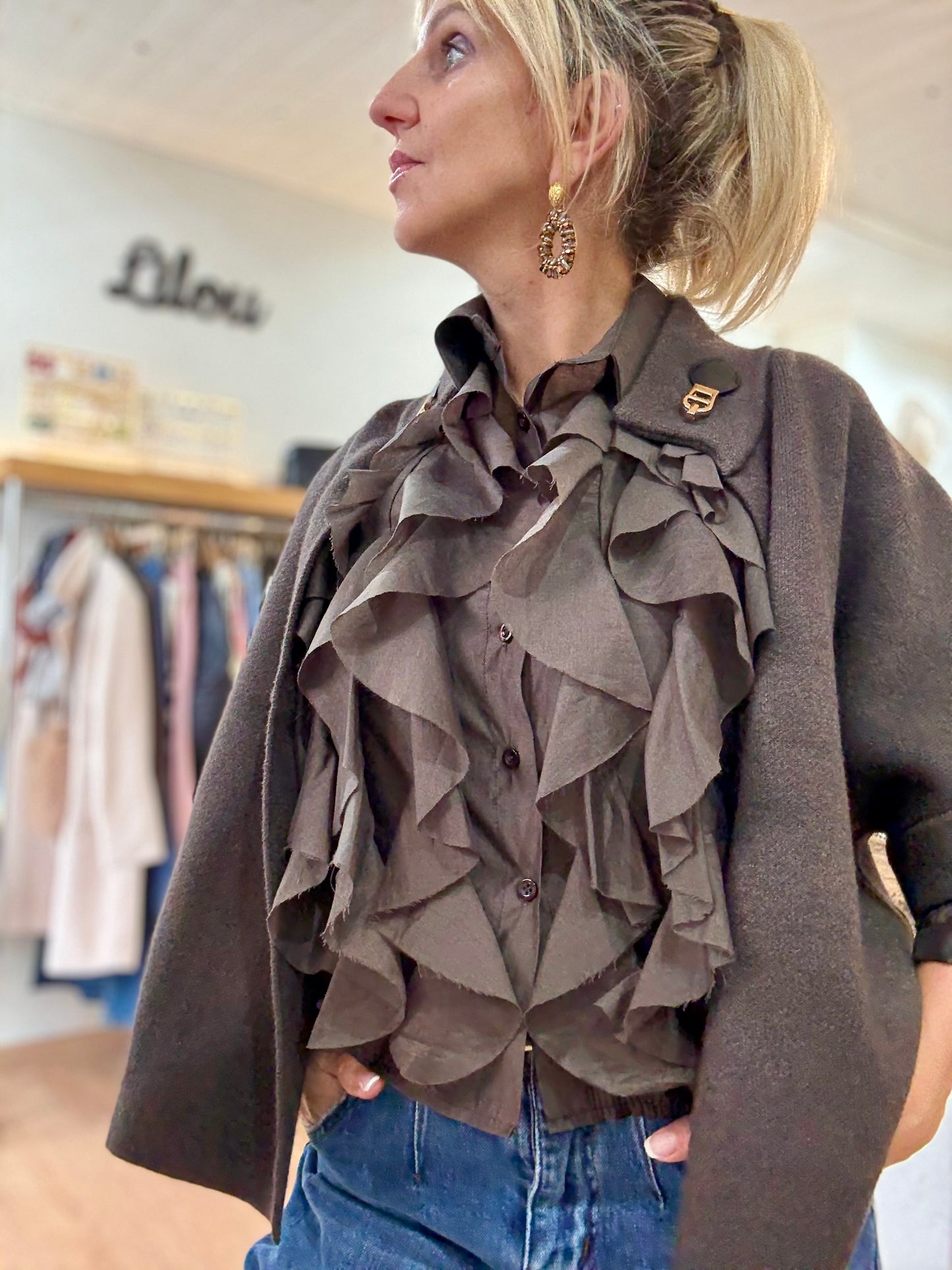 Veste cape Giulia - Chocolat