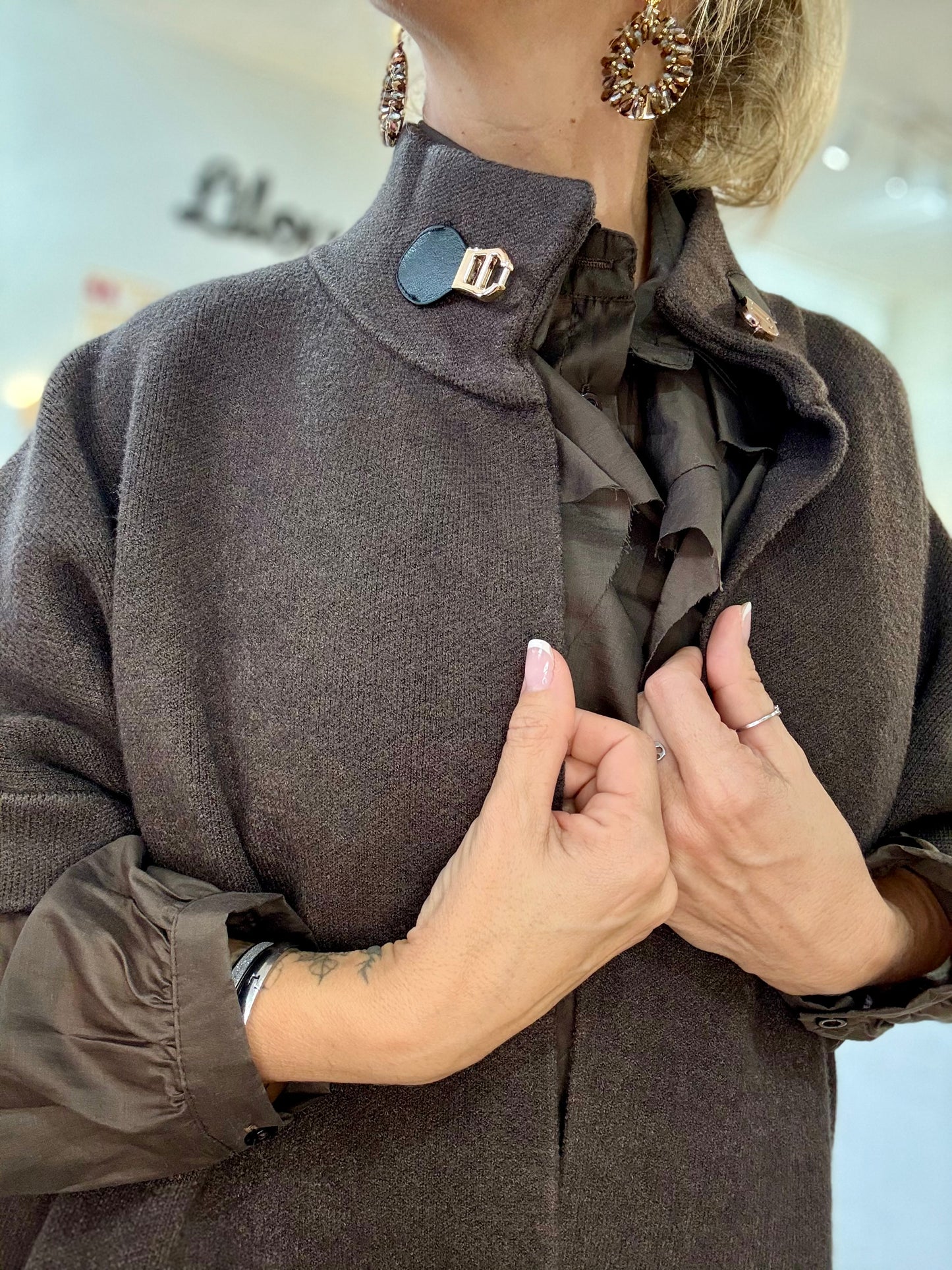 Veste cape Giulia - Chocolat