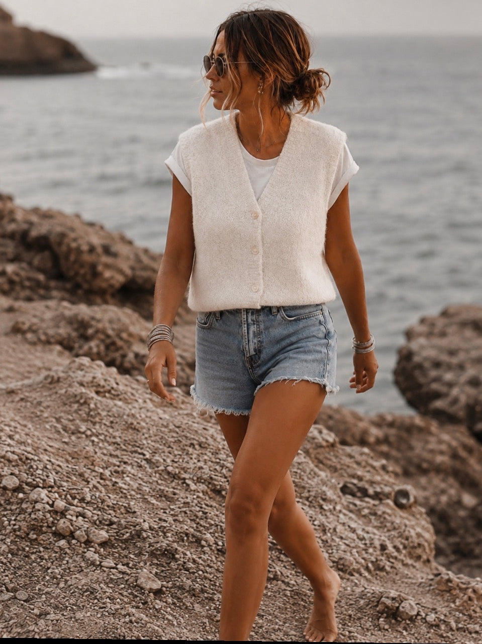 Gilet GERMAIN sans manches - Ecru
