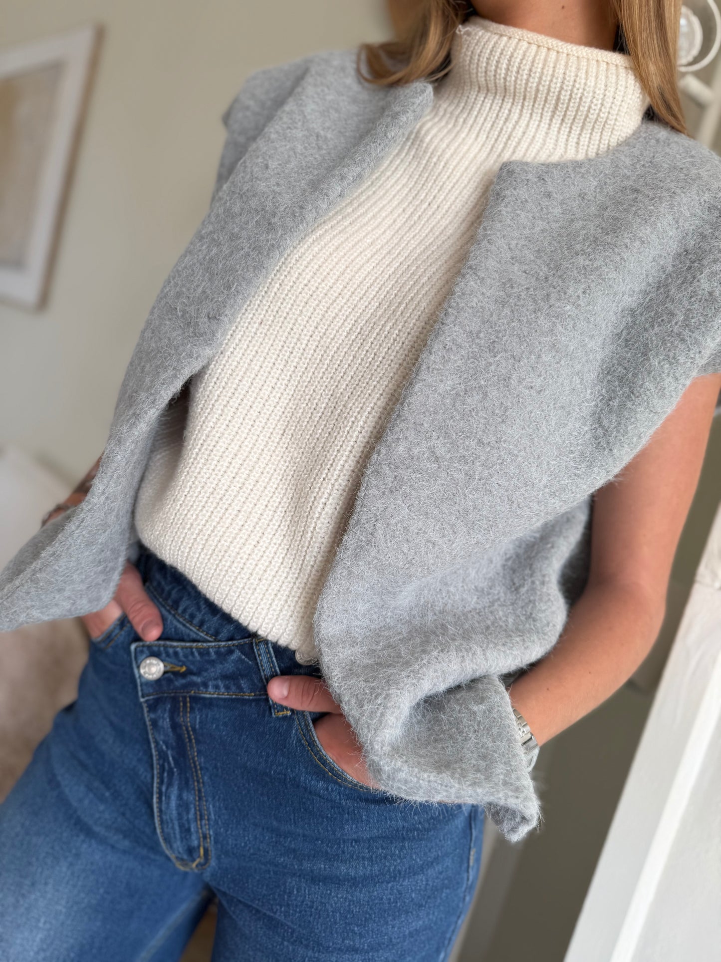 Gilet sans manches FAUSTINE - Gris vert doux