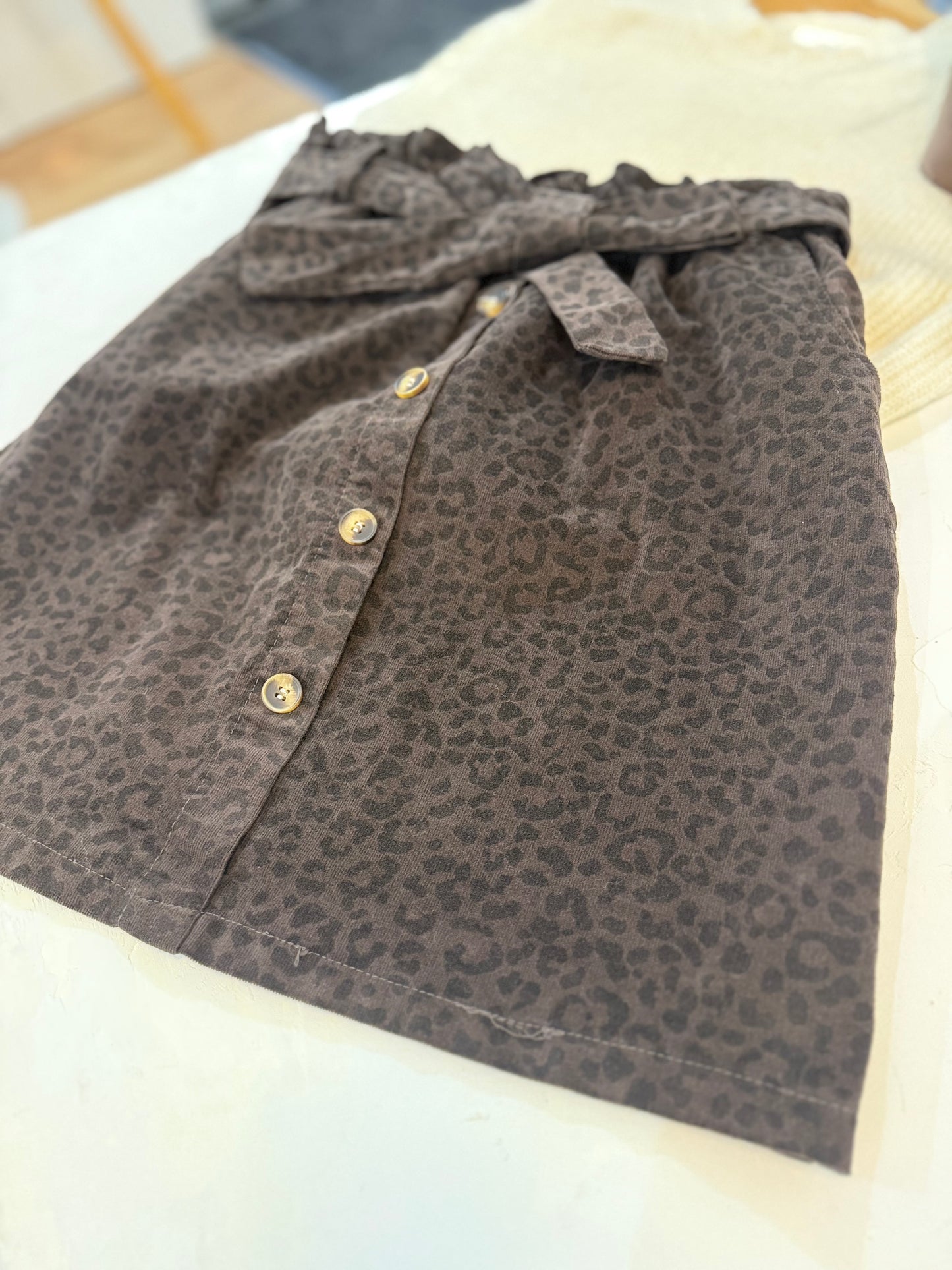 Jupe en velours imprimé léopard