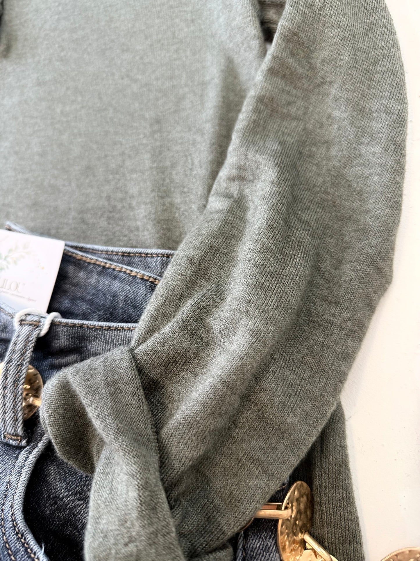 Haut  Léna - Col volanté boutonné - Kaki