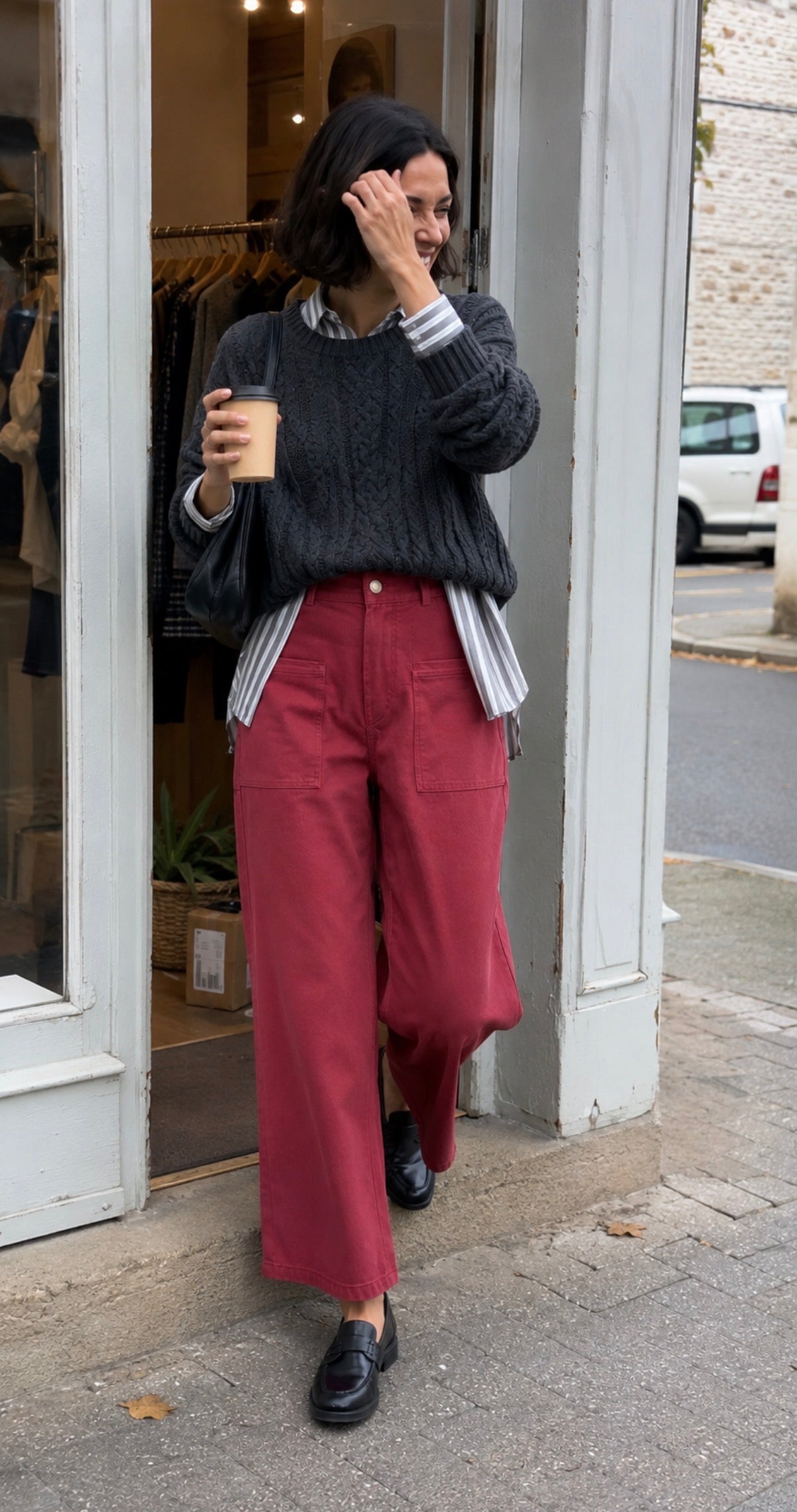 Pantalon en toile de coton - LARA - Terracotta