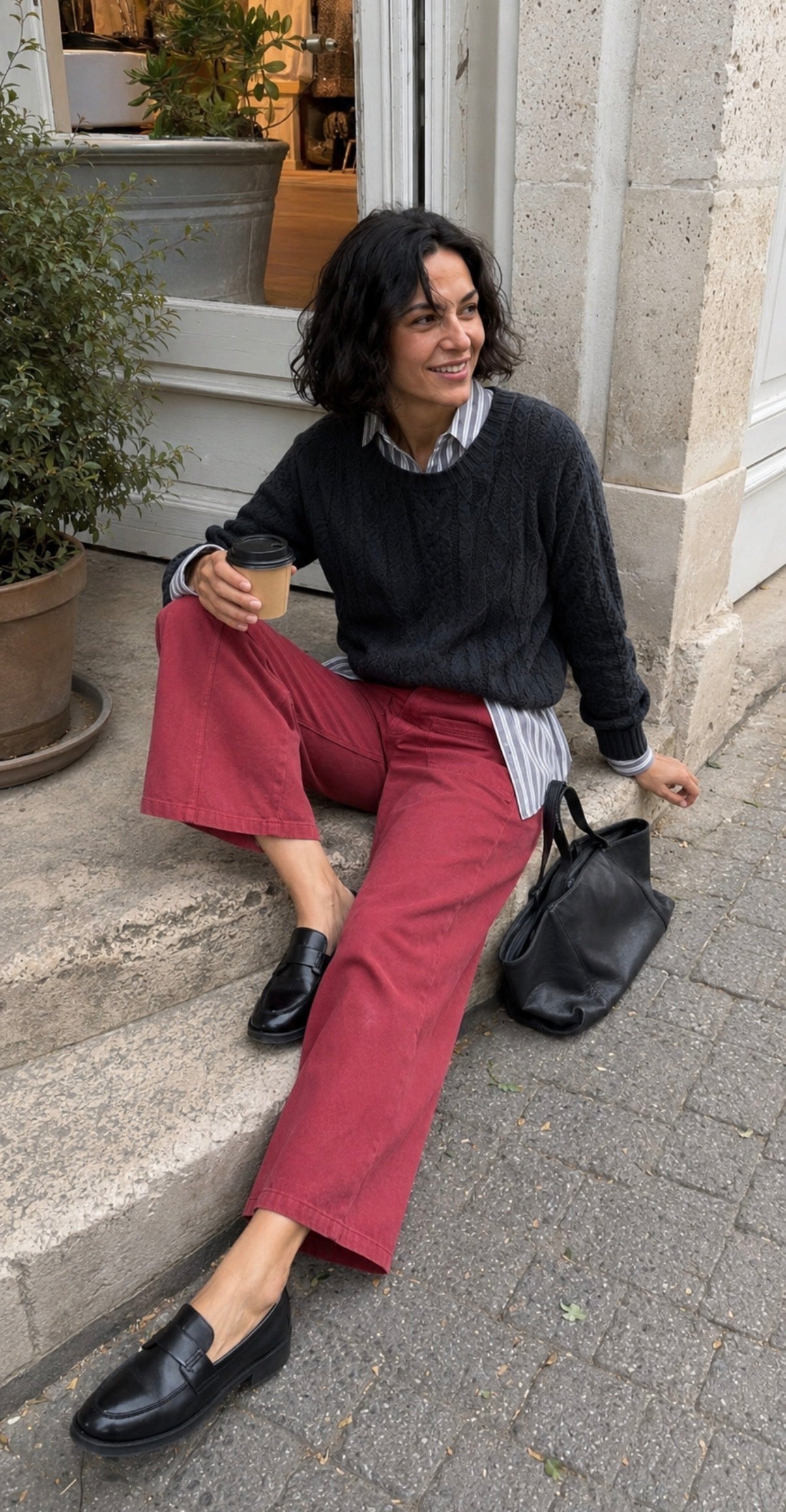 Pantalon en toile de coton - LARA - Terracotta