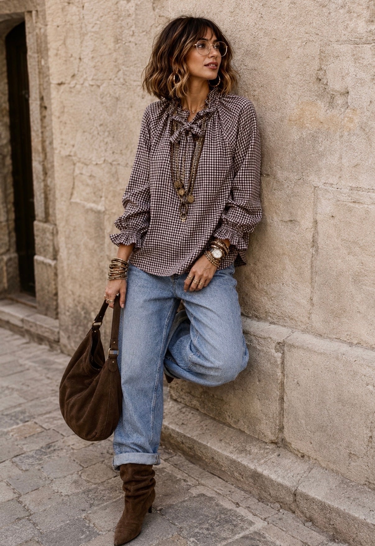 Blouse LINE - Vichy prune