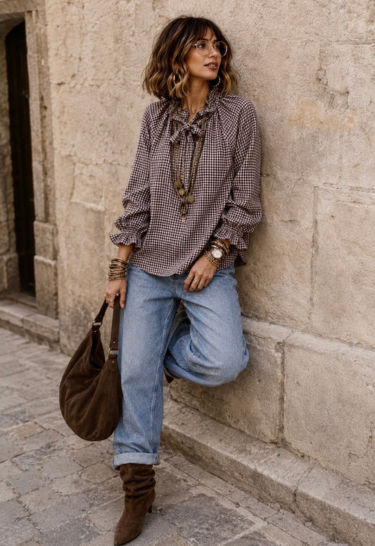Blouse LINE - Vichy prune