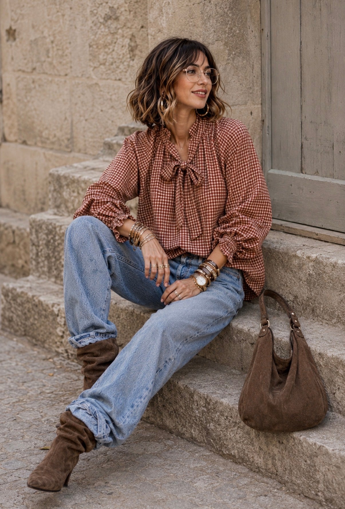 Blouse LINE - Vichy - Rouille