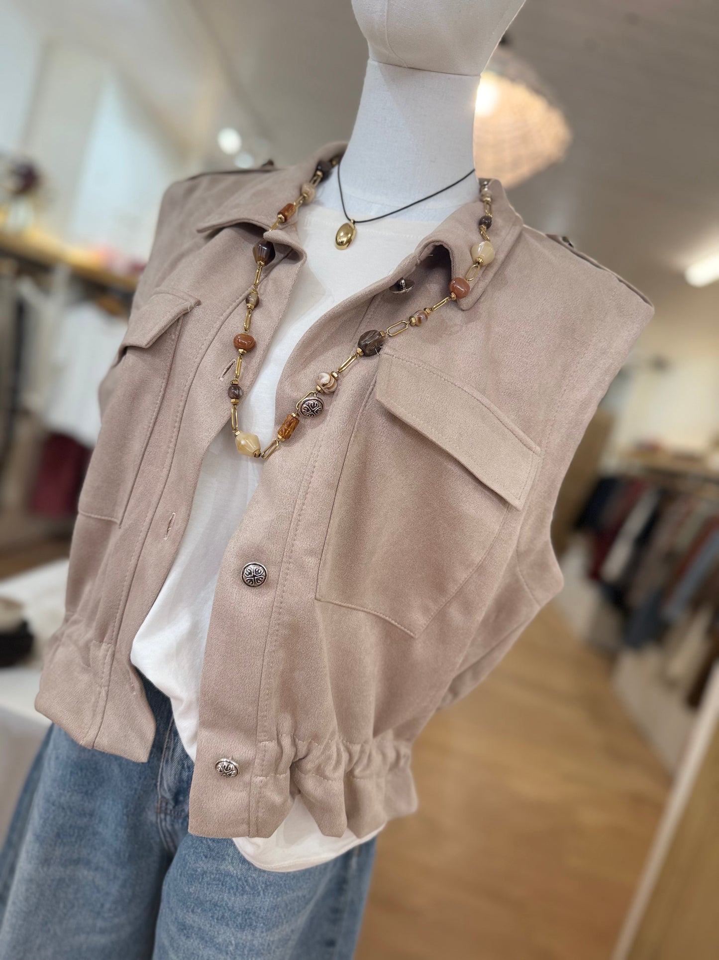 Veste aspect suédine - Beige