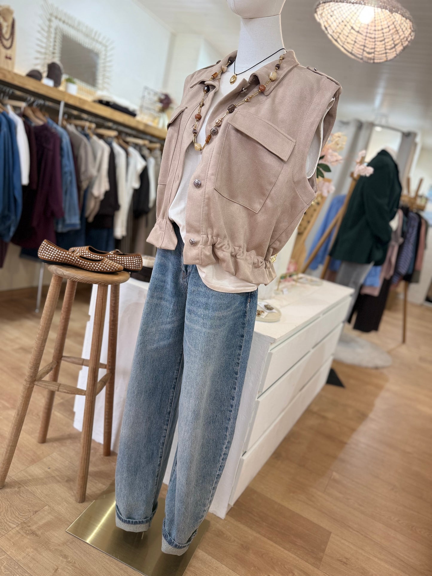 Veste aspect suédine - Beige