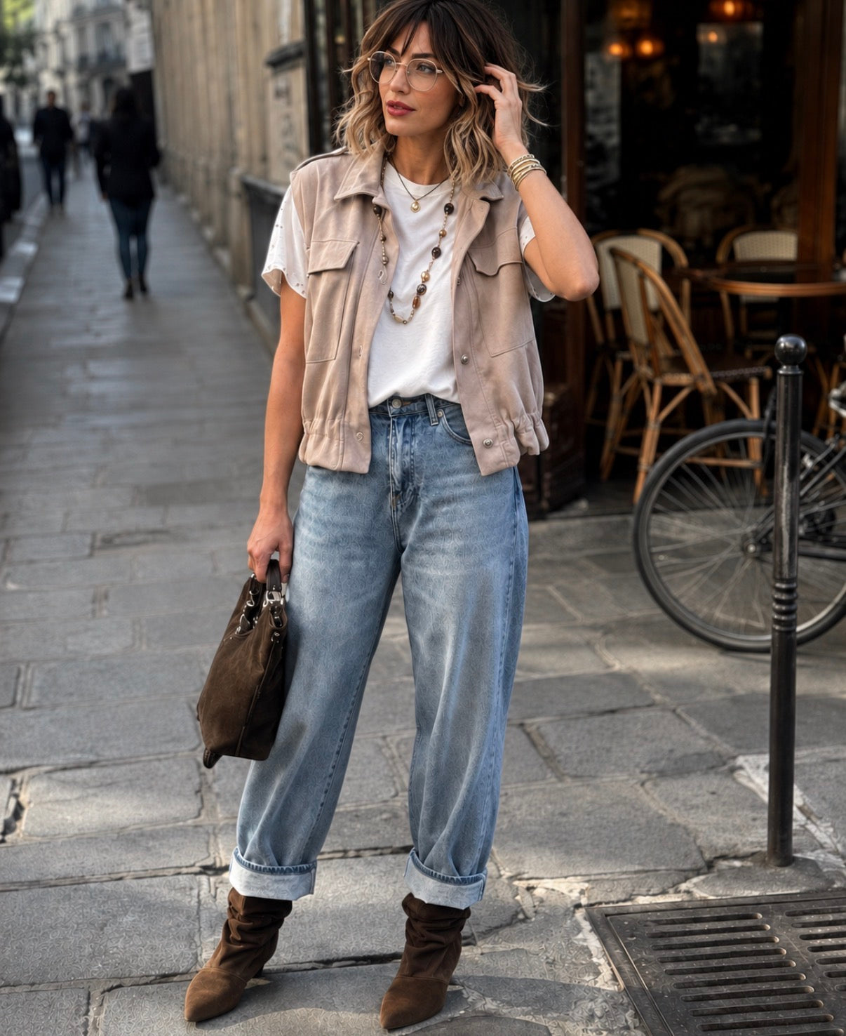 Veste aspect suédine - Beige