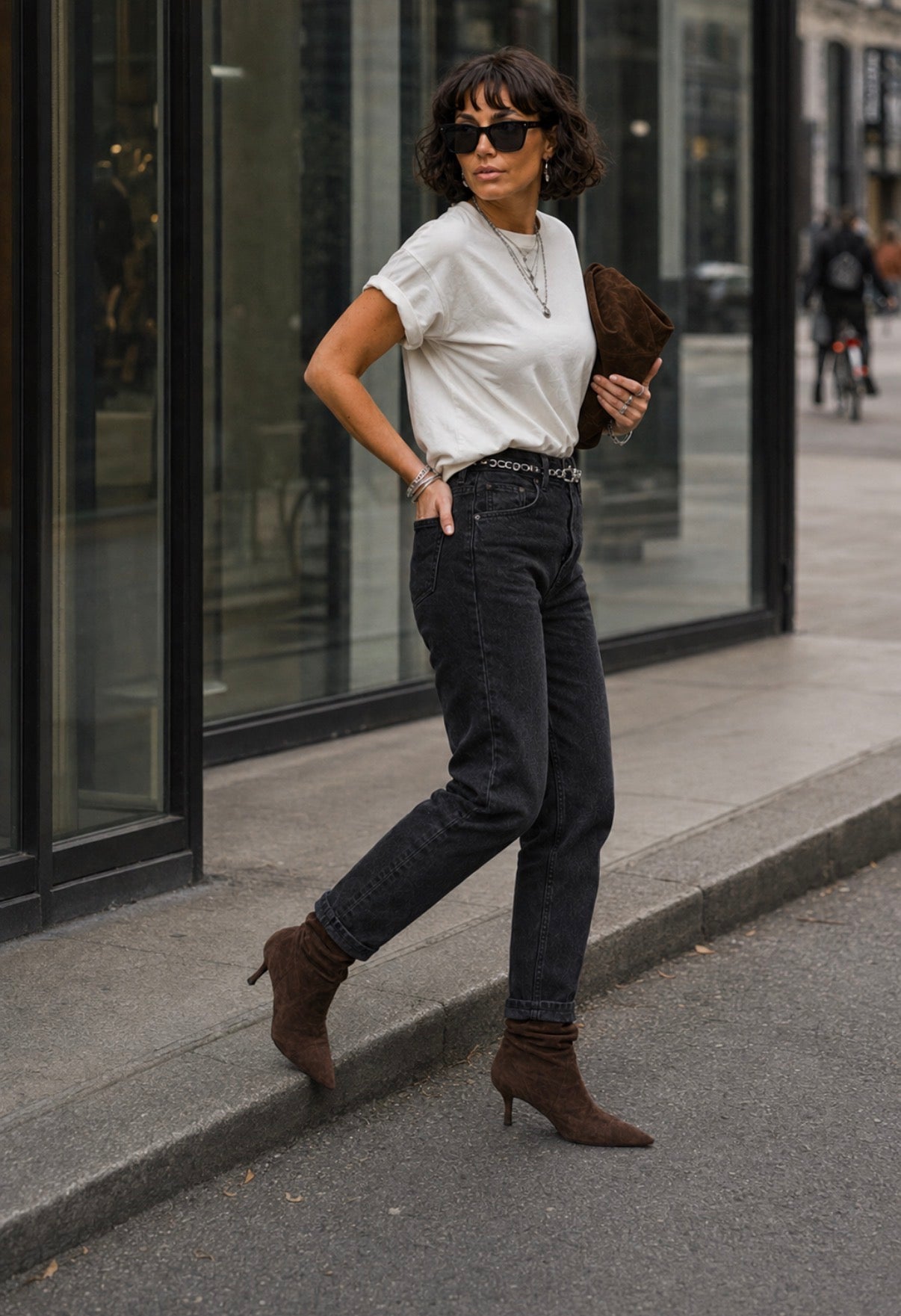 Jean coupe droite - Mom Fit - Noir