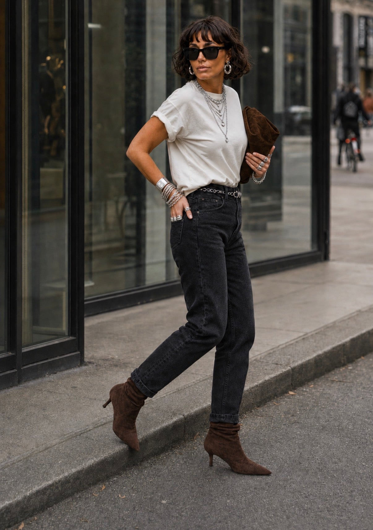Jean coupe droite - Mom Fit - Noir