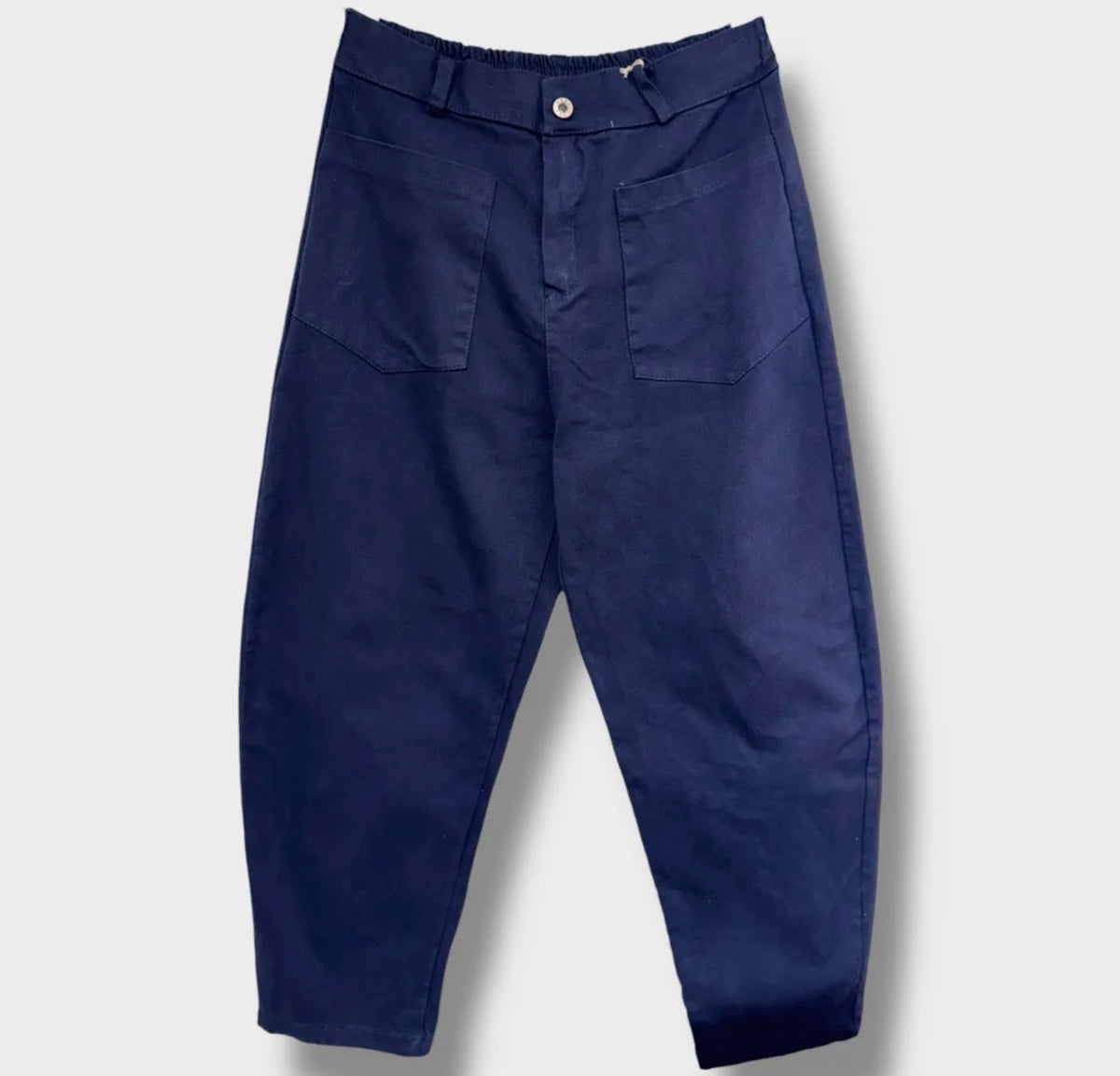 Pantalon en toile de coton coupe barrel - Marine
