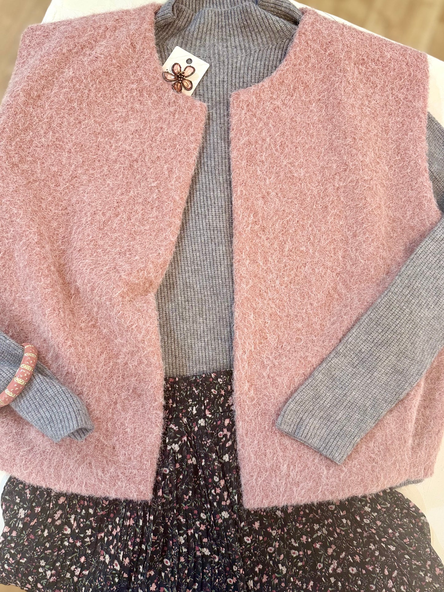 Veste sans manches  FAUSTINE vieux rose