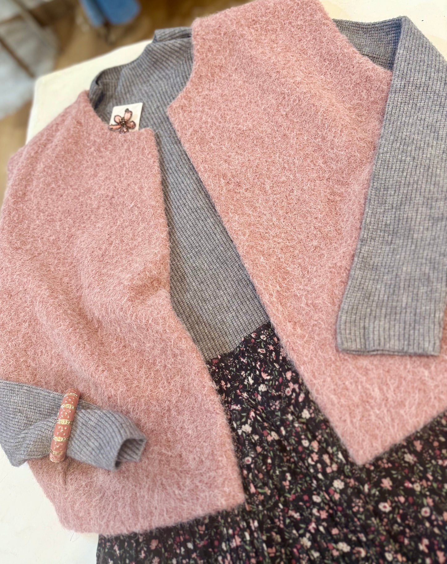 Veste sans manches  FAUSTINE vieux rose