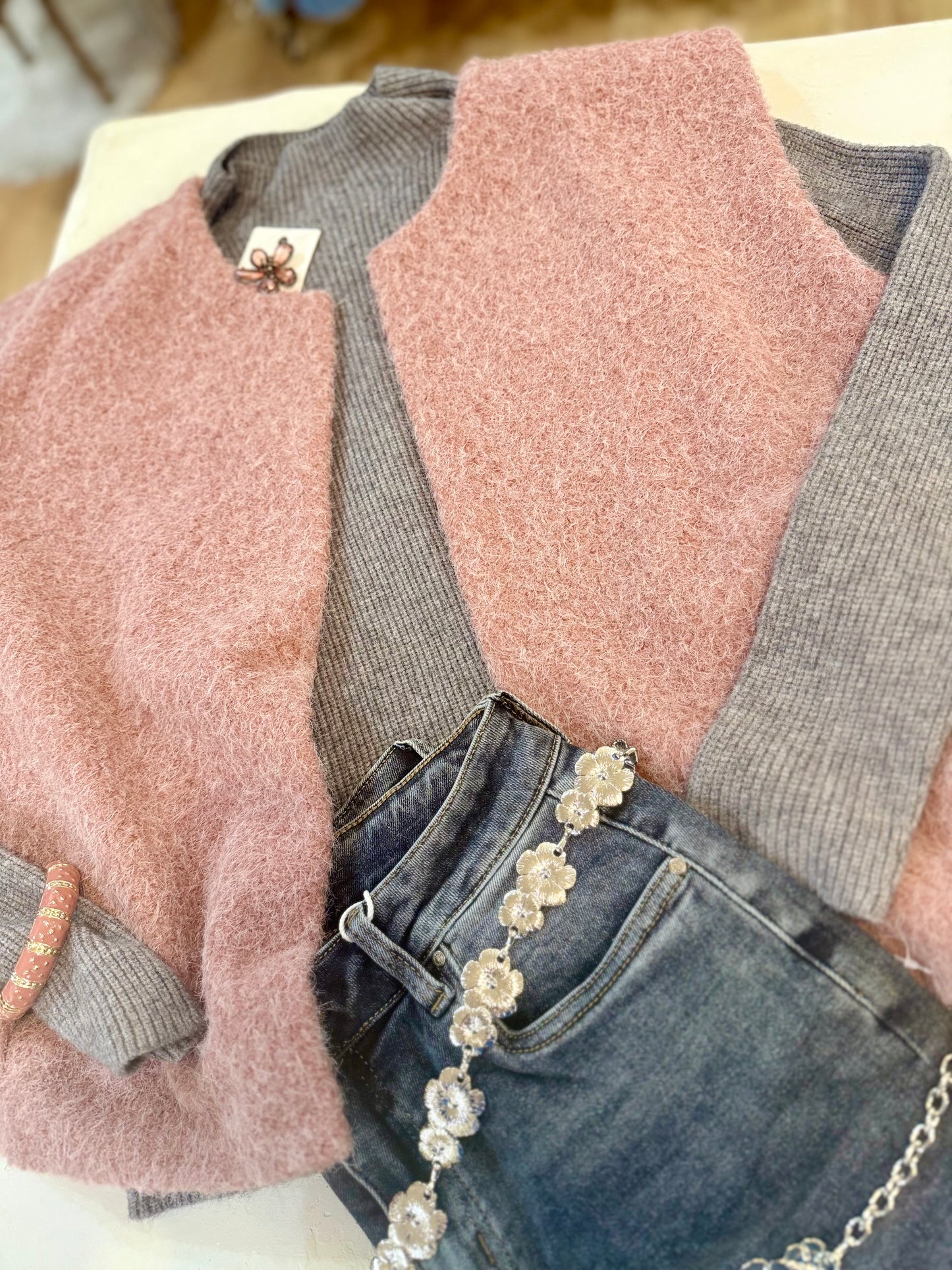 Veste sans manches  FAUSTINE vieux rose