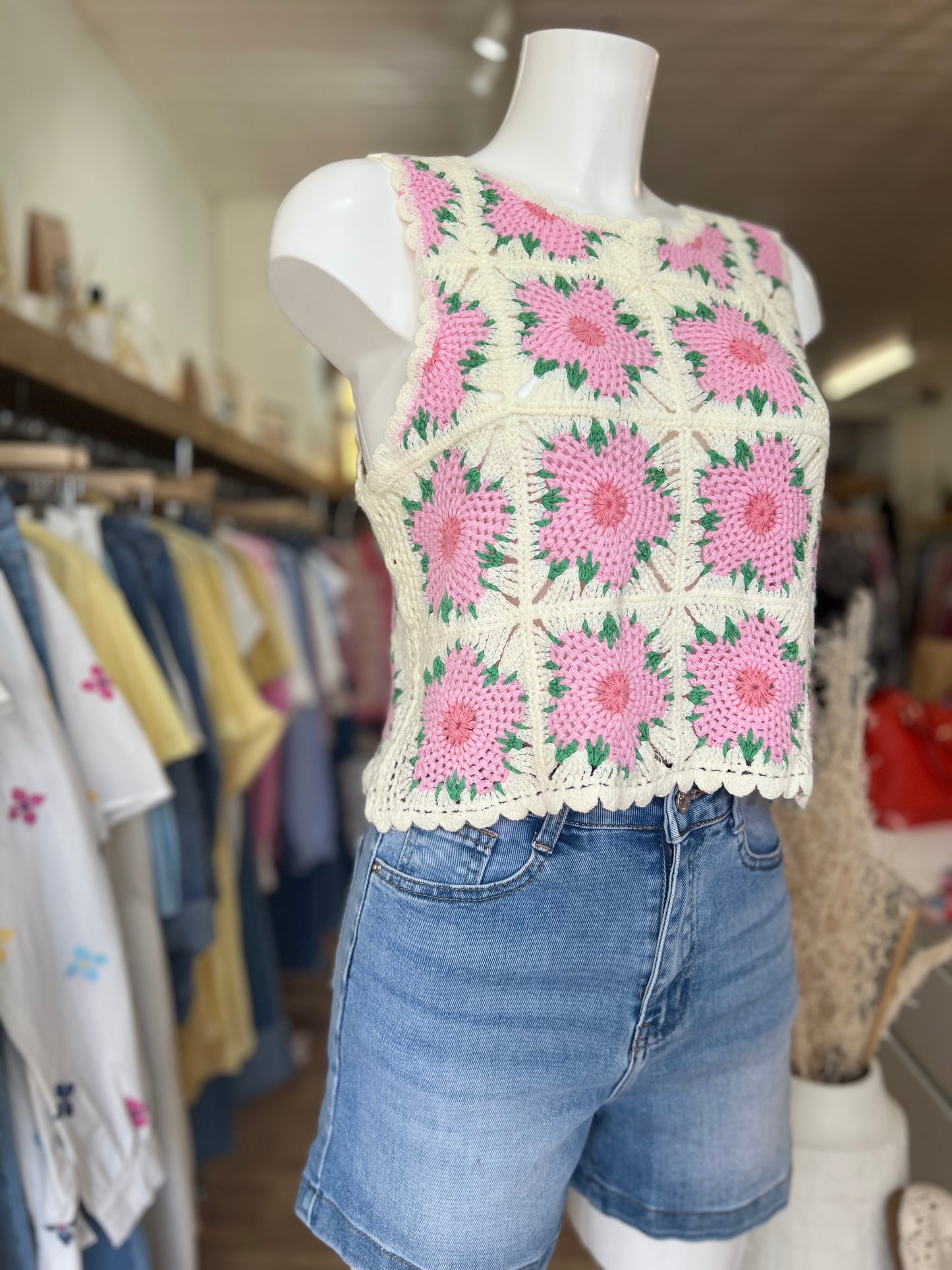 Top Crochet fleuri