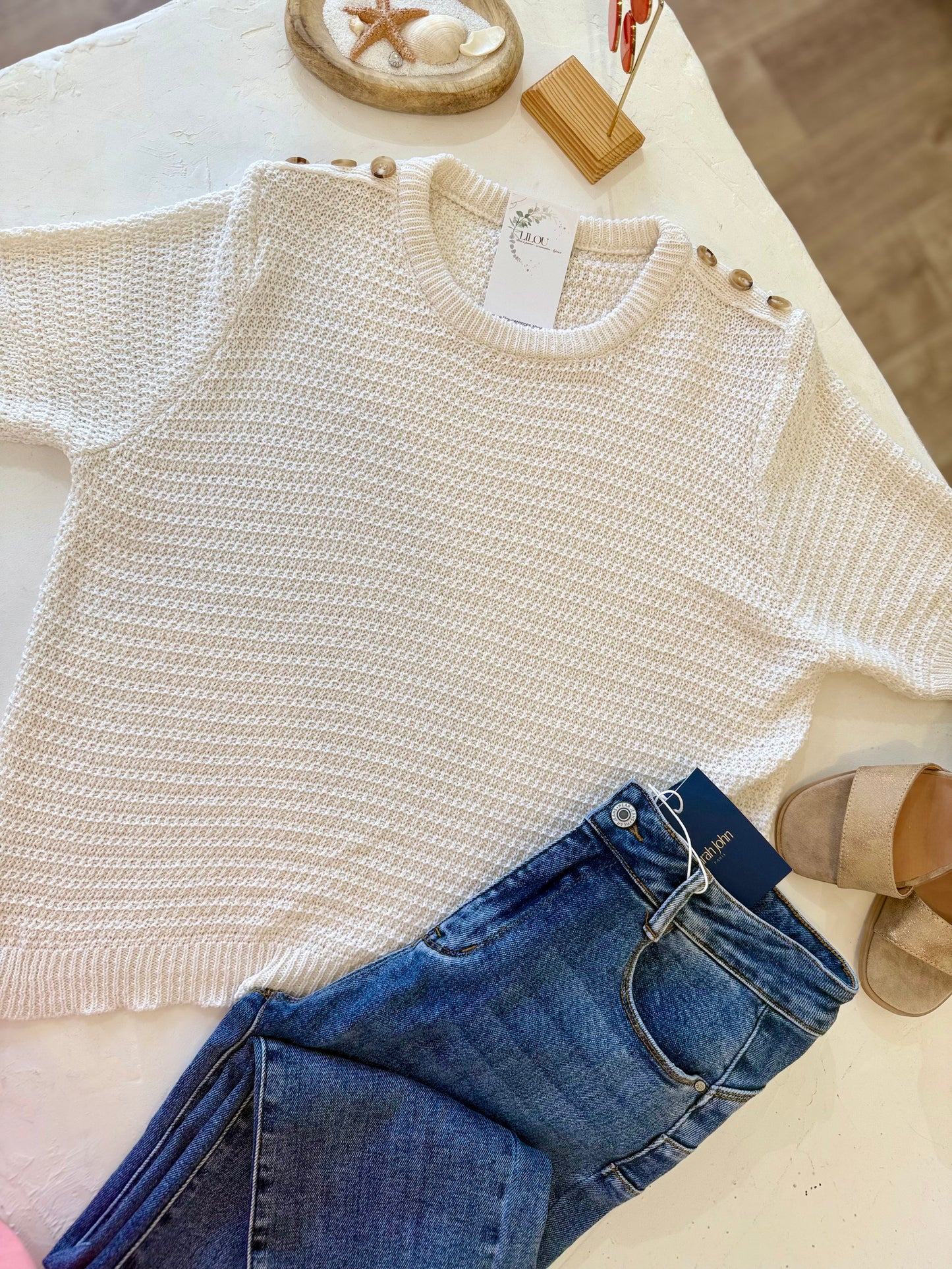 Pull maille fine - Ecru