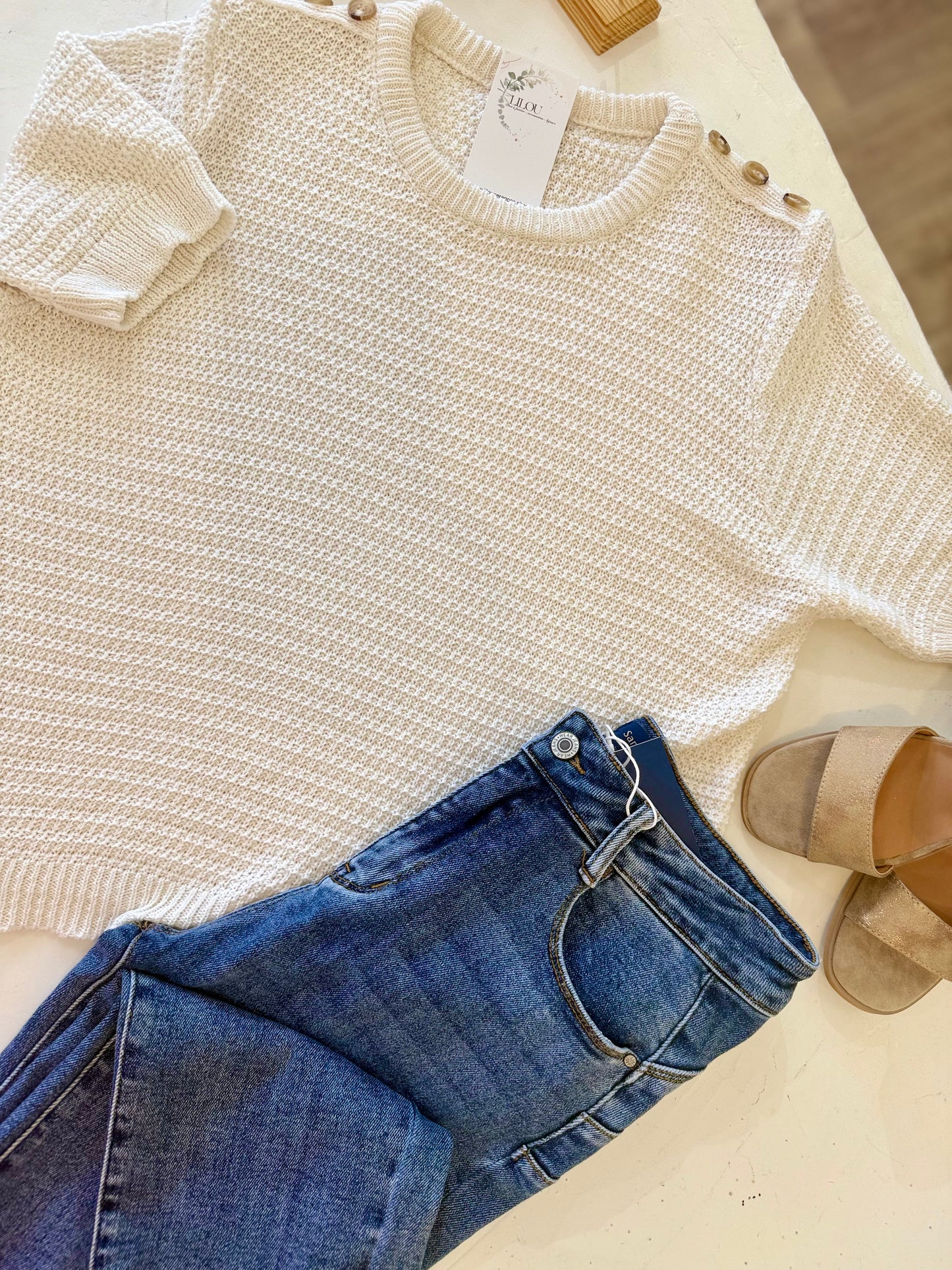 Pull maille fine - Ecru