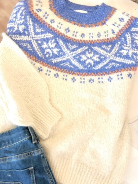 Pull Jacquard Bleu